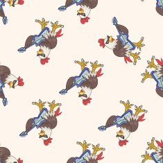 animal cock playing instrument cartoon seamless pattern background