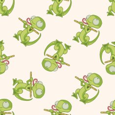 animal lizard playing instrument cartoon seamless pattern background