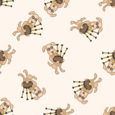 animal dog playing instrument cartoon seamless pattern background N8