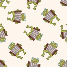 animal frog playing instrument cartoon seamless pattern background N3