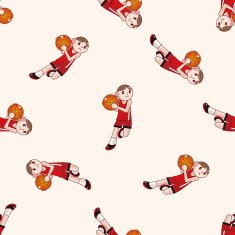 basketball player cartoon seamless pattern background N19