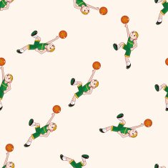 basketball player cartoon seamless pattern background N21