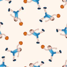 basketball player cartoon seamless pattern background N24