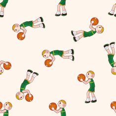 basketball player cartoon seamless pattern background N25