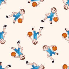basketball player cartoon seamless pattern background N26