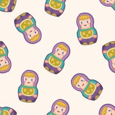 Matryoshka Russian traditional wooden doll cartoon seamless pattern background N57