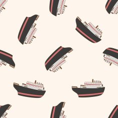 Transportation boat cartoon seamless pattern background N66