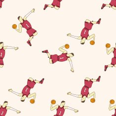 basketball player cartoon seamless pattern background N32