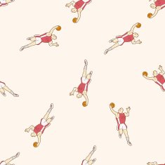 basketball player cartoon seamless pattern background N33