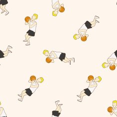 basketball player cartoon seamless pattern background N34