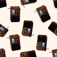 radio cartoon seamless pattern background N53