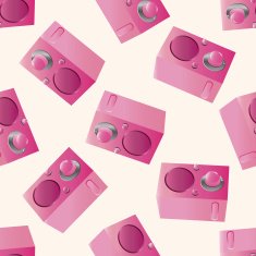 radio cartoon seamless pattern background N55