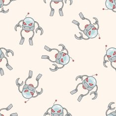 robot cartoon seamless pattern background N87