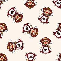 alice in wonderland cartoon seamless pattern background N17