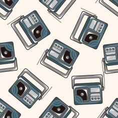 style radio cartoon seamless pattern background