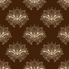 Brown and yellow eamless pattern with paisley ornament