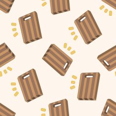 kitchenware chopping board and knife cartoon seamless pattern background N2