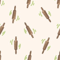 kitchenware rolling pin cartoon seamless pattern background N2