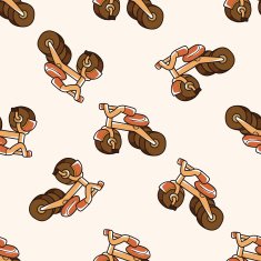 transportation bike cartoon seamless pattern background N36
