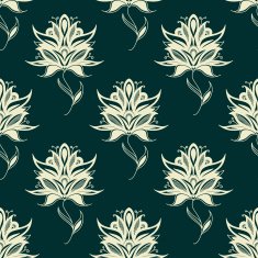 Seamless pattern paisley flowers on twining stems