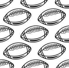 Seamless pattern with outline rugby balls