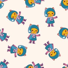 animal cat winter cartoon seamless pattern background