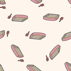 Pet cat litter box 10 cartoon seamless pattern background