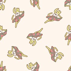animal dancing cartoon seamless pattern background N8