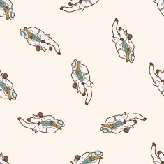 animal dancing cartoon seamless pattern background N11