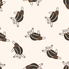 animal dancing cartoon seamless pattern background N15