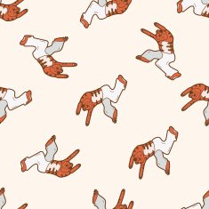 animal dancing cartoon seamless pattern background N16