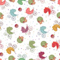 Color seamless children background of colored stars different strollers toys N2
