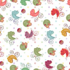 Color seamless children background of colored stars circles different strollers N2