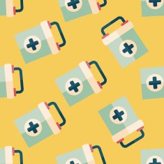 first aid kit flat icon eps10 seamless pattern background