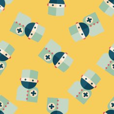 medical people with stethoscopes flat icon eps seamless pattern background