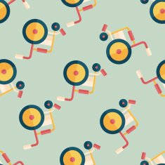 Wheelchair flat icon eps10 seamless pattern background