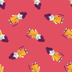 old woman flat icon eps10 seamless pattern background