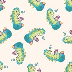 alice in wonderland cartoon seamless pattern background N24