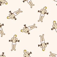 fitness trainer cartoon seamless pattern background N12