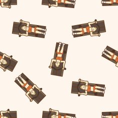 fitness trainer cartoon seamless pattern background N13