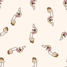 fitness trainer cartoon seamless pattern background N15