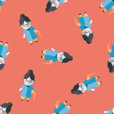 old woman flat icon eps10 seamless pattern background N2