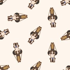 fitness trainer cartoon seamless pattern background N17