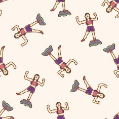 fitness trainer cartoon seamless pattern background N20