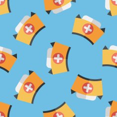 nurse hat flat icon eps10 seamless pattern background N3