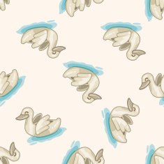 swan cartoon seamless pattern background