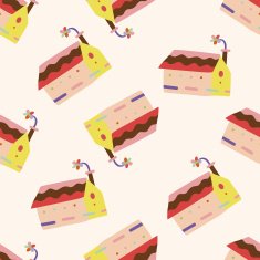 Building house cartoon seamless pattern background N42