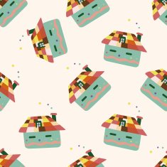 Building house cartoon seamless pattern background N44