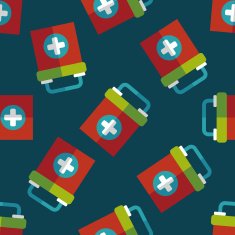 first aid kit flat icon eps10 seamless pattern background N7