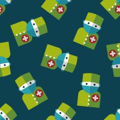 medical people with stethoscopes flat icon eps seamless pattern background N4